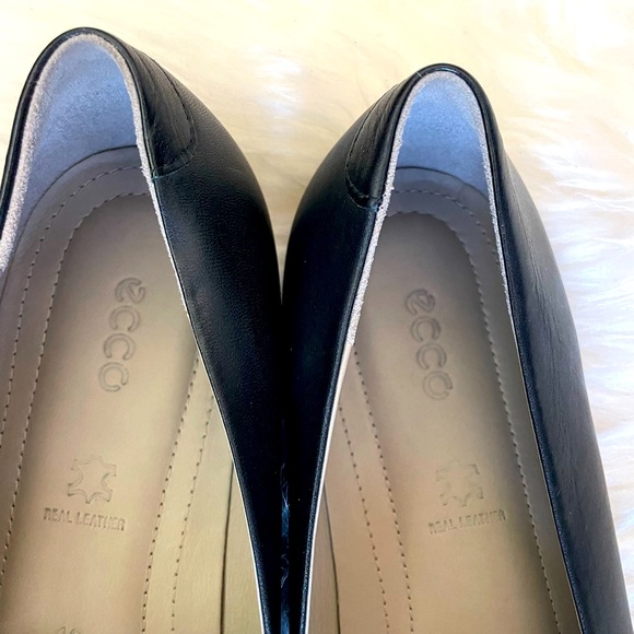 ecco Touch Ballerina Black Leather/Snakeskin Look Slip-On Loafers Size 40. - Picture 3 of 4